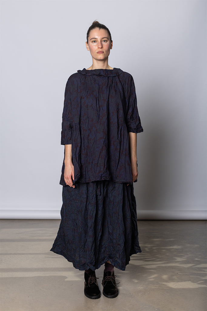 Daniela Gregis Camicia Shirt Curcuma Collo Polo Lavata - Indigo Floral at Poepke, Sydney 1