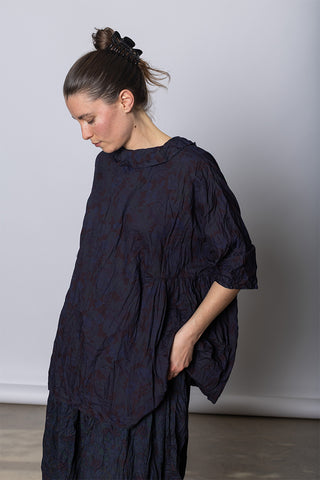 Daniela Gregis Camicia Shirt Curcuma Collo Polo Lavata - Indigo Floral at Poepke, Sydney 