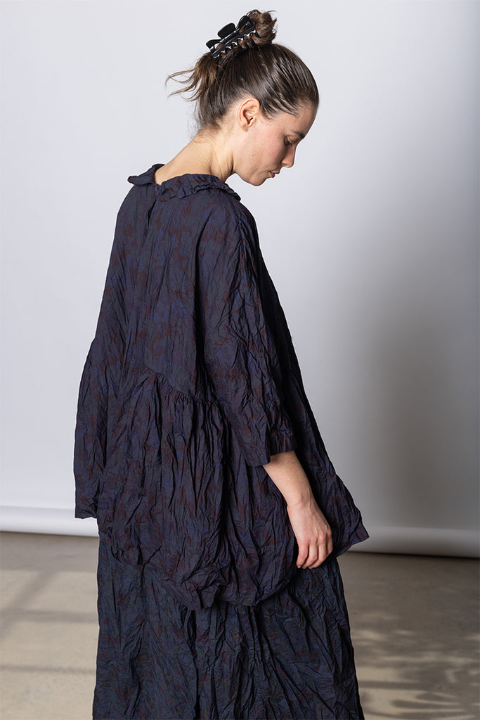 Daniela Gregis Camicia Shirt Curcuma Collo Polo Lavata - Indigo Floral at Poepke, Sydney 1