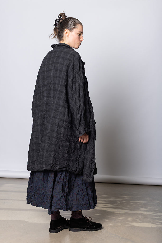 Daniela Gregis Cappotto Coat Papavero Briciole Lavato - Anthracite Check at Poepke.com