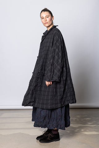 Daniela Gregis Cappotto Coat Papavero Briciole Lavato - Anthracite Check at Poepke.com