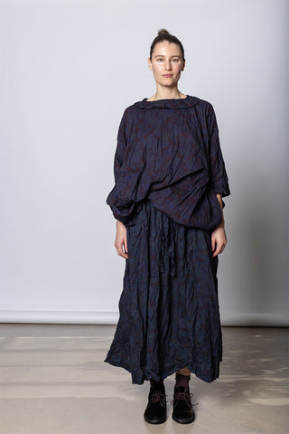 Daniela Gregis Gonna Skirt Nastro 95 Lavata - Indigo Floral at Poepke.com