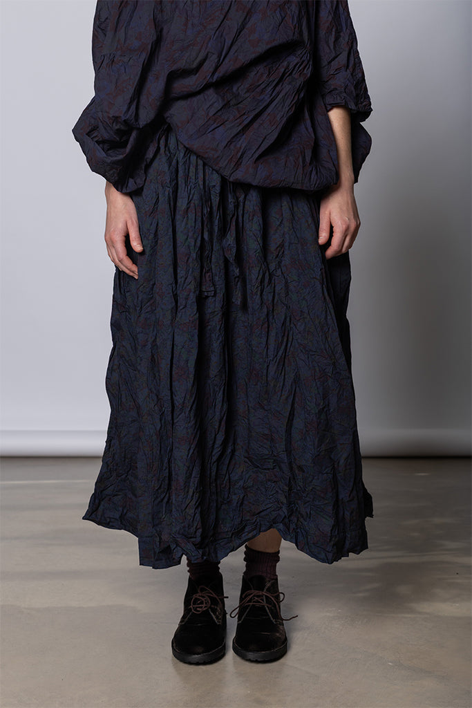 Daniela Gregis Gonna Skirt Nastro 95 Lavata - Indigo Floral at Poepke.com Floral cotton skirt