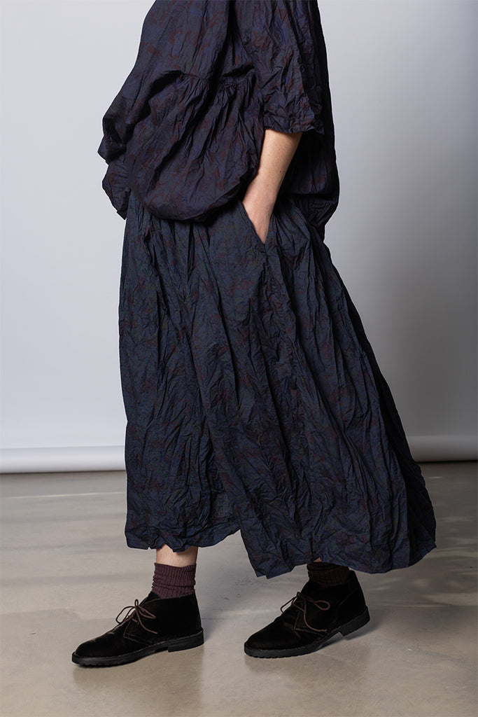 Daniela Gregis Gonna Skirt Nastro 95 Lavata - Indigo Floral at Poepke.com floral cotton skirt