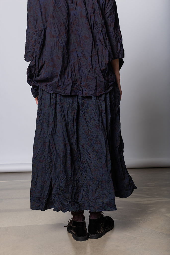 Daniela Gregis Gonna Skirt Nastro 95 Lavata - Indigo Floral at Poepke.com floral cotton skirt