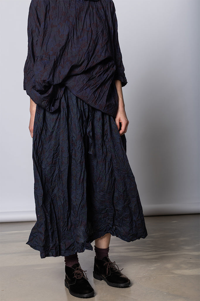 Daniela Gregis Gonna Skirt Nastro 95 Lavata - Indigo Floral at Poepke.com
