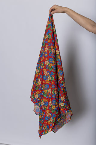 Daniela Gregis Scialle Shawl Lavato - Floral H at Poepke.com Liberty Printed Cotton Scarf. Red/yellow/blue/green.
