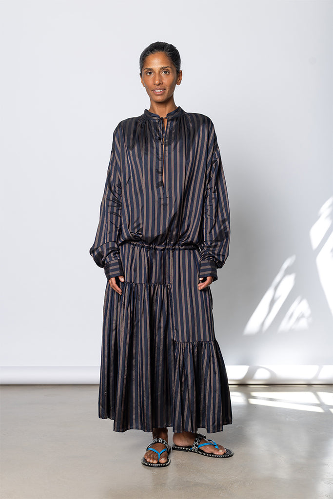Denvo Striped Dress - Navy