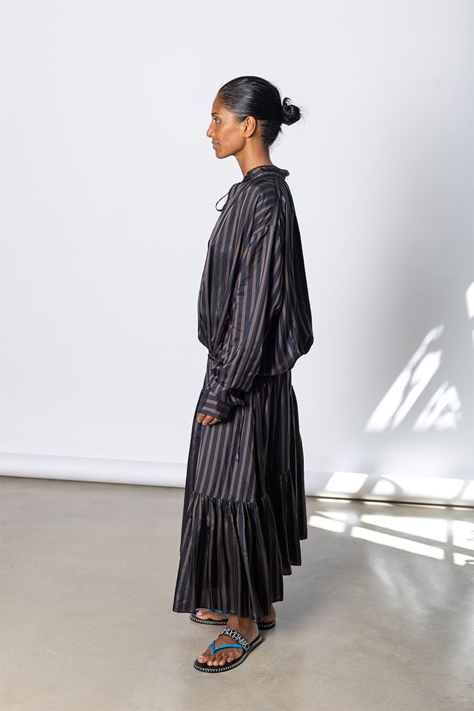 Denvo Striped Dress - Navy