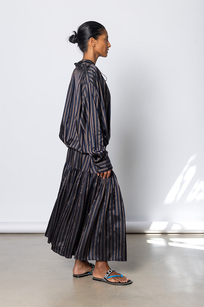 Denvo Striped Dress - Navy