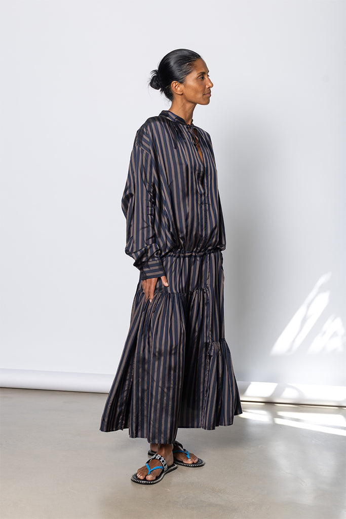 Denvo Striped Dress - Navy