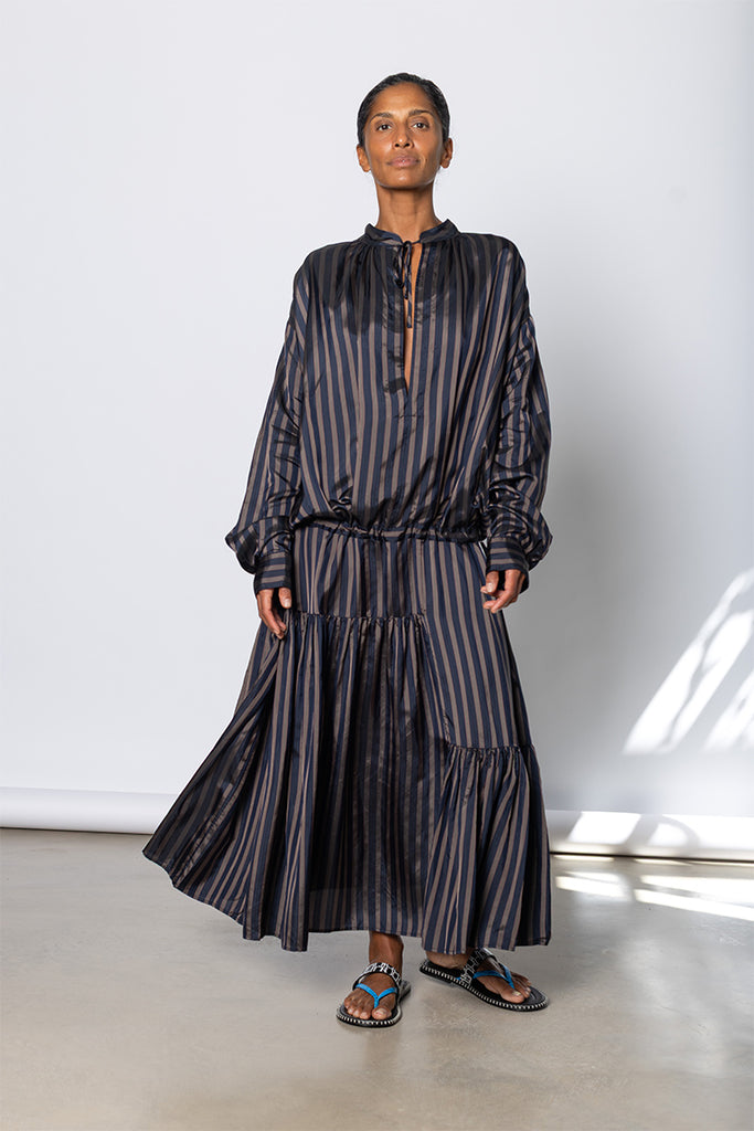 Denvo Striped Dress - Navy