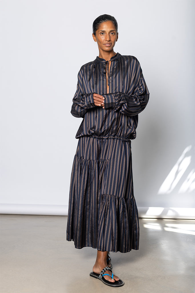 Denvo Striped Dress - Navy