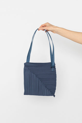 Diagonal Pleats Bag - Greyish Blue