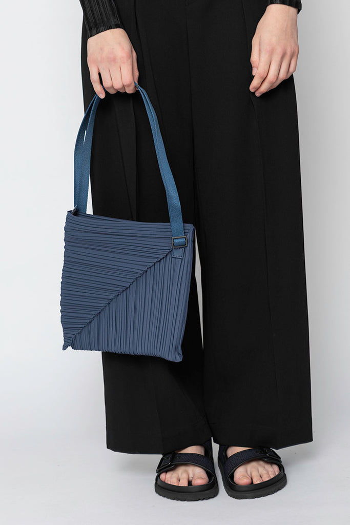 Diagonal Pleats Bag - Greyish Blue