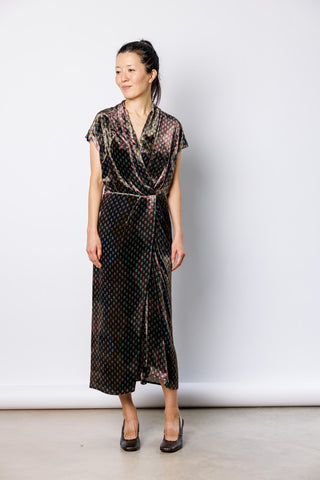 Dillian Printed Velvet Dress - Khaki
