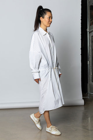 Dindia Striped Shirt Dress - Navy