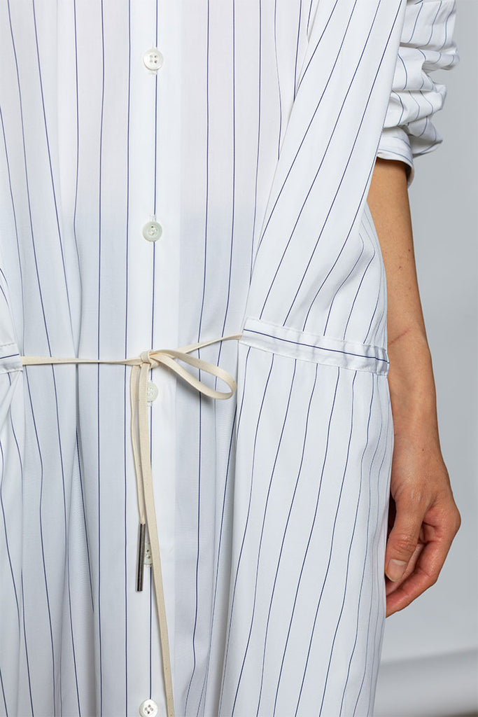 Dindia Striped Shirt Dress - Navy