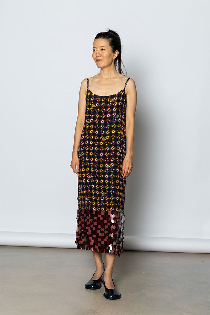 Dommino Embellished Slip Dress - navy