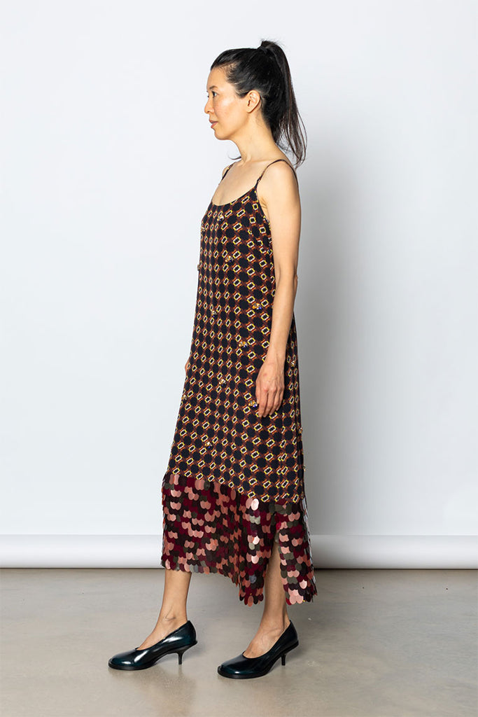 Dommino Embellished Slip Dress - navy