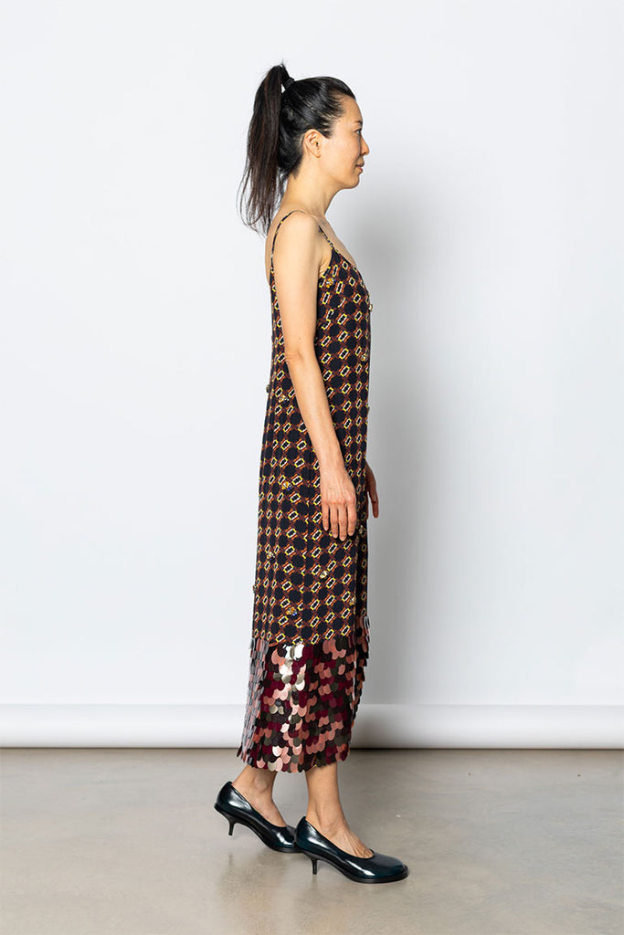 Dommino Embellished Slip Dress - navy