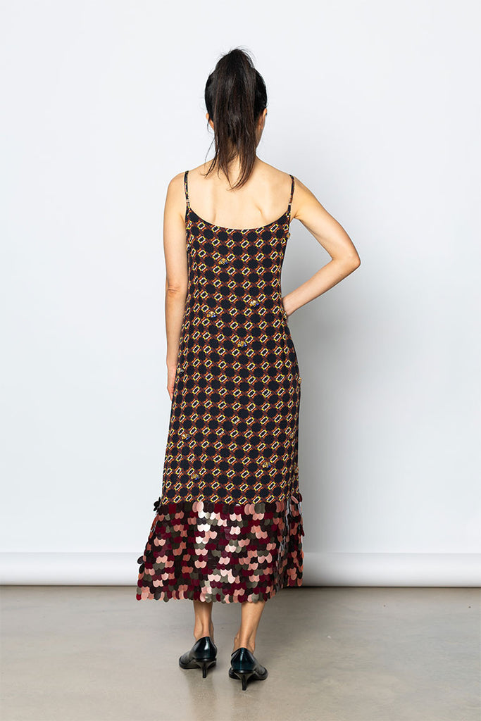 Dommino Embellished Slip Dress - navy