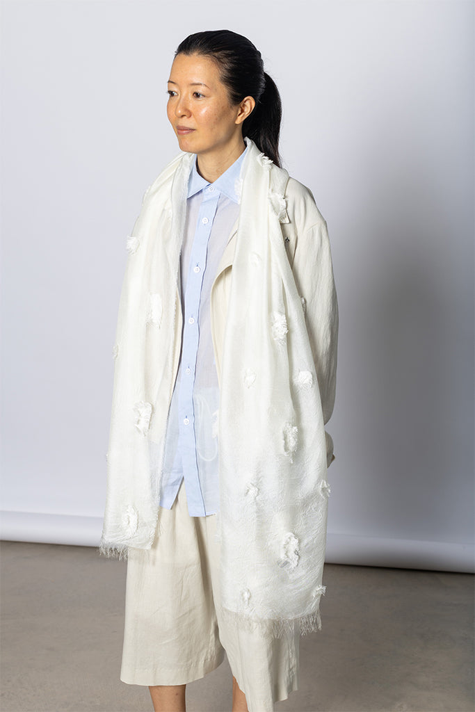 Dot Cut Scarf - Off White