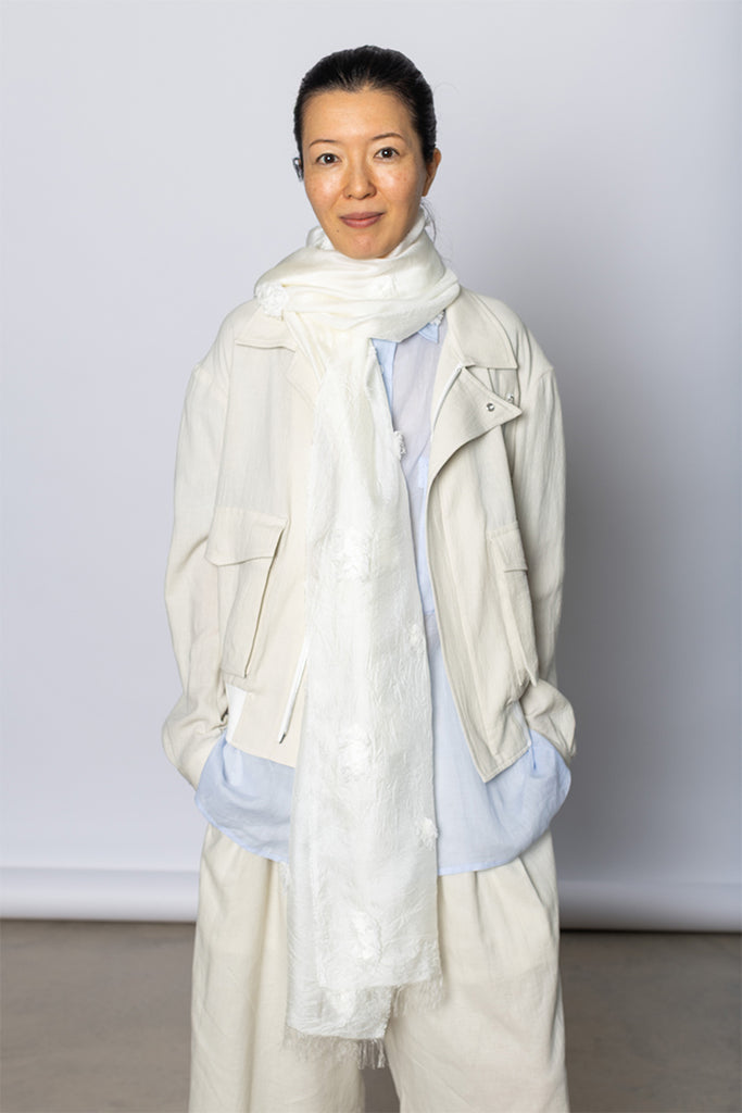 Dot Cut Scarf - Off White