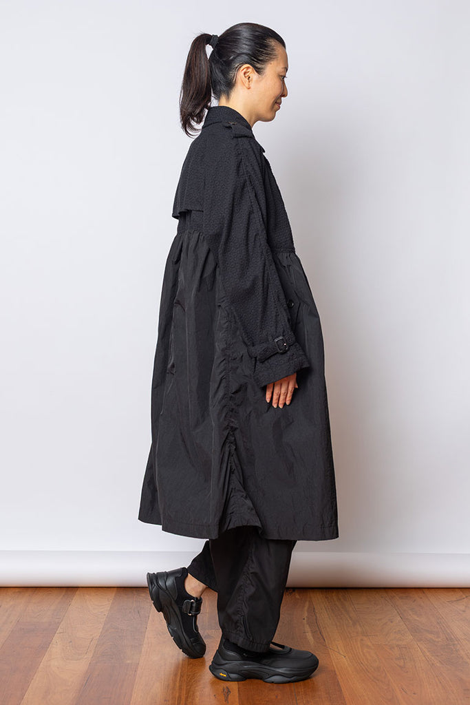 Double Breasted Coat - Black/Black