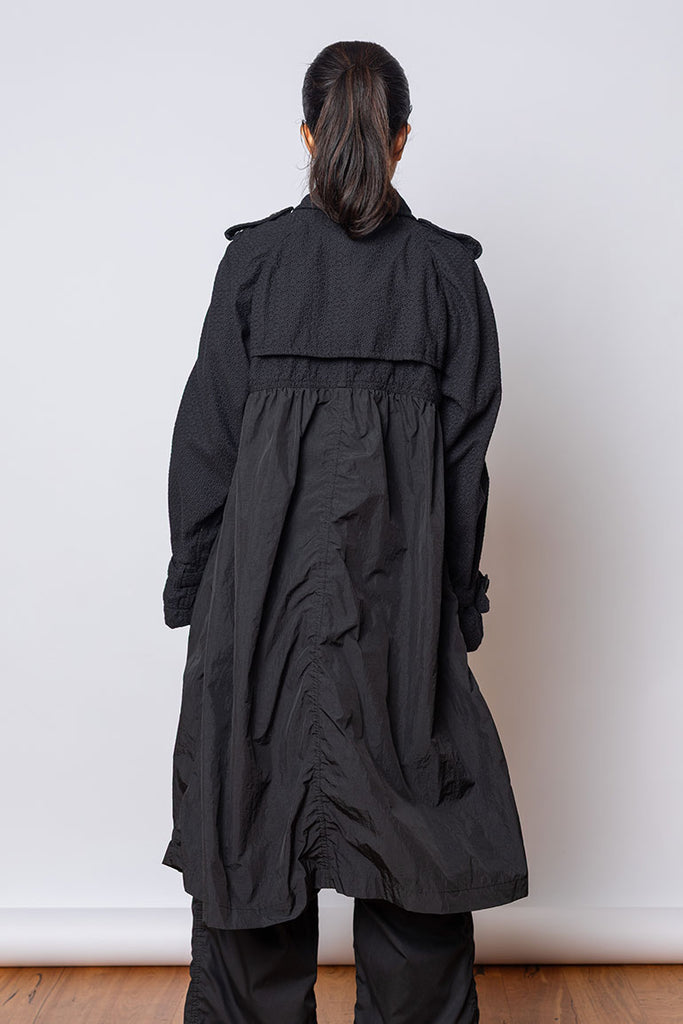 Double Breasted Coat - Black/Black