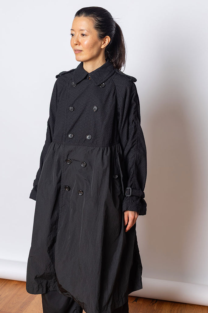 Double Breasted Coat - Black/Black