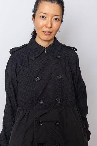 Double Breasted Coat - Black/Black
