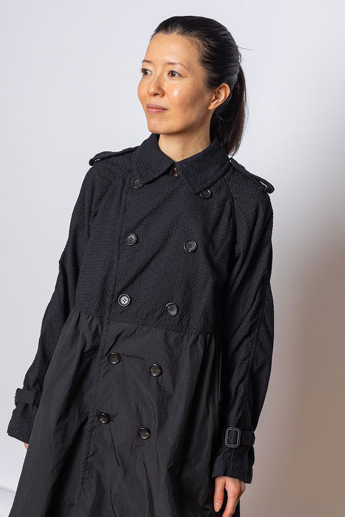 Double Breasted Coat - Black/Black