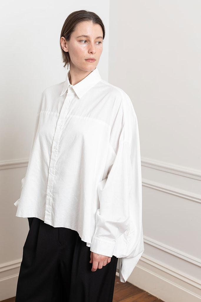 Double Front Big Blouse - White