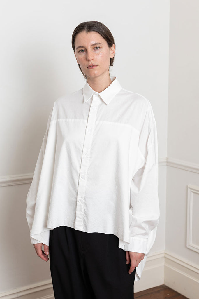 Double Front Big Blouse - White