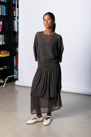 Double Layer Dress - Brown