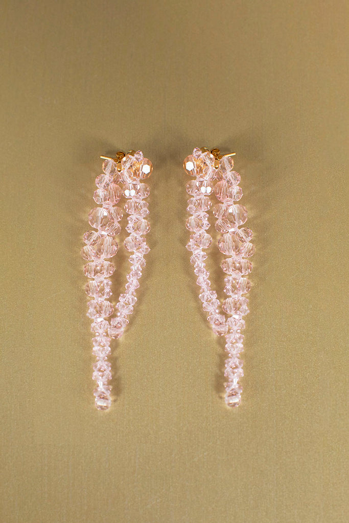 Double Pierce Through Drip Earrings - Pale Pink