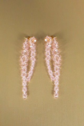 Double Pierce Through Drip Earrings - Pale Pink