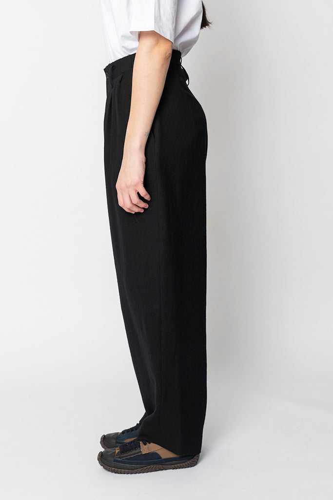 Double Tuck Wide Pants - Black