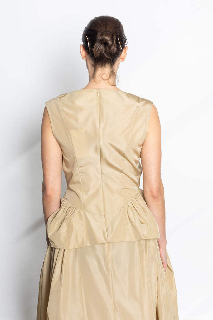 Draped Bind Peplum Top - Stone