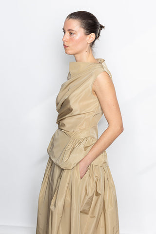 Draped Bind Peplum Top - Stone