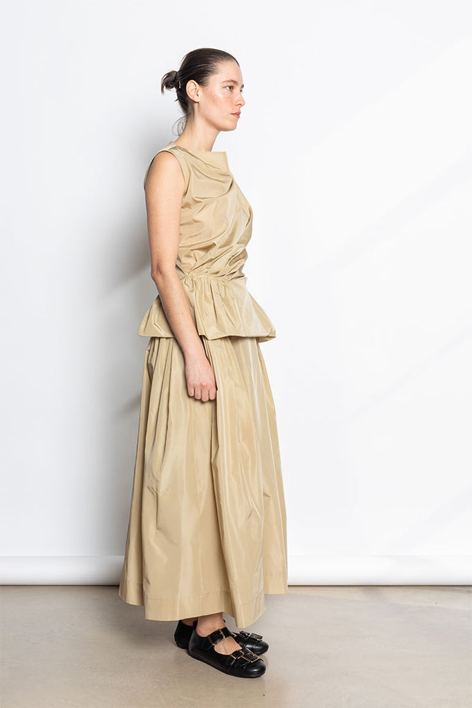 Draped Bind Peplum Top - Stone