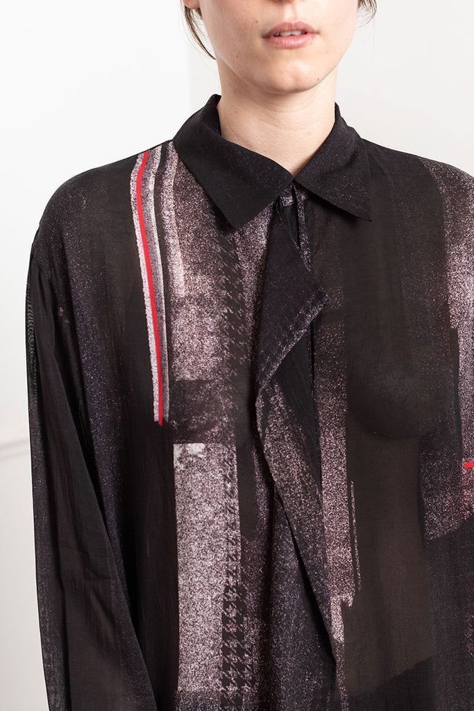 Draped Printed Shirt - Multi Red