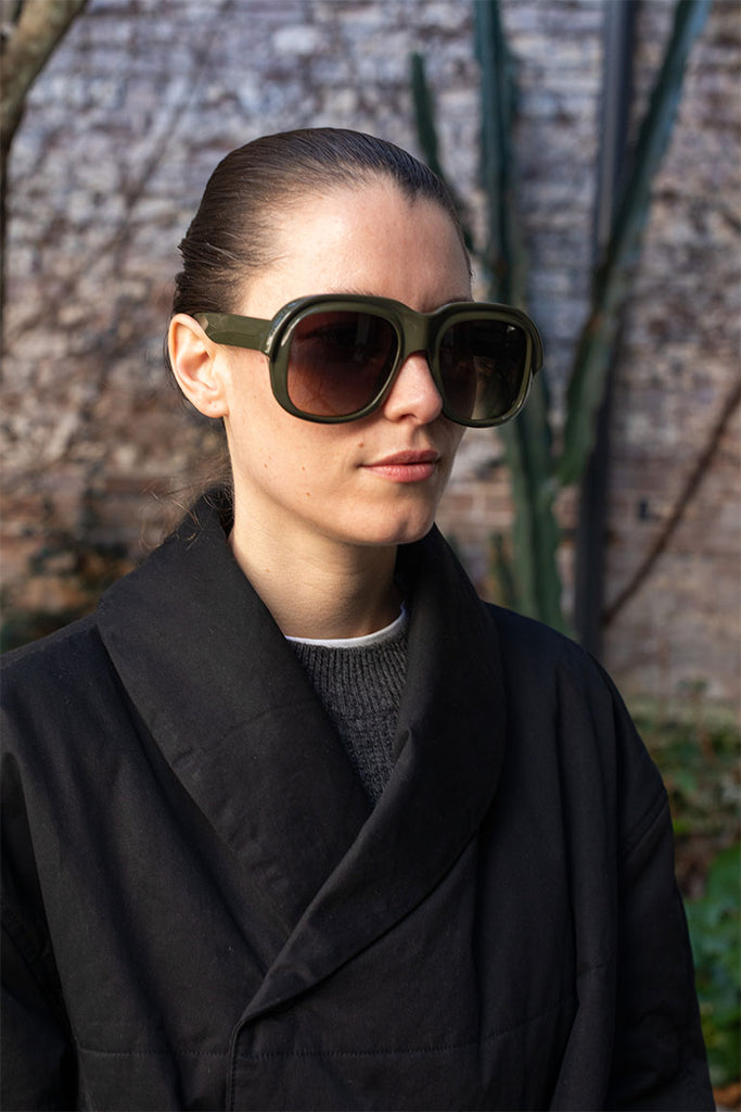 Dries Van Noten Acetate Sunglasses - Khaki/Silver/Green