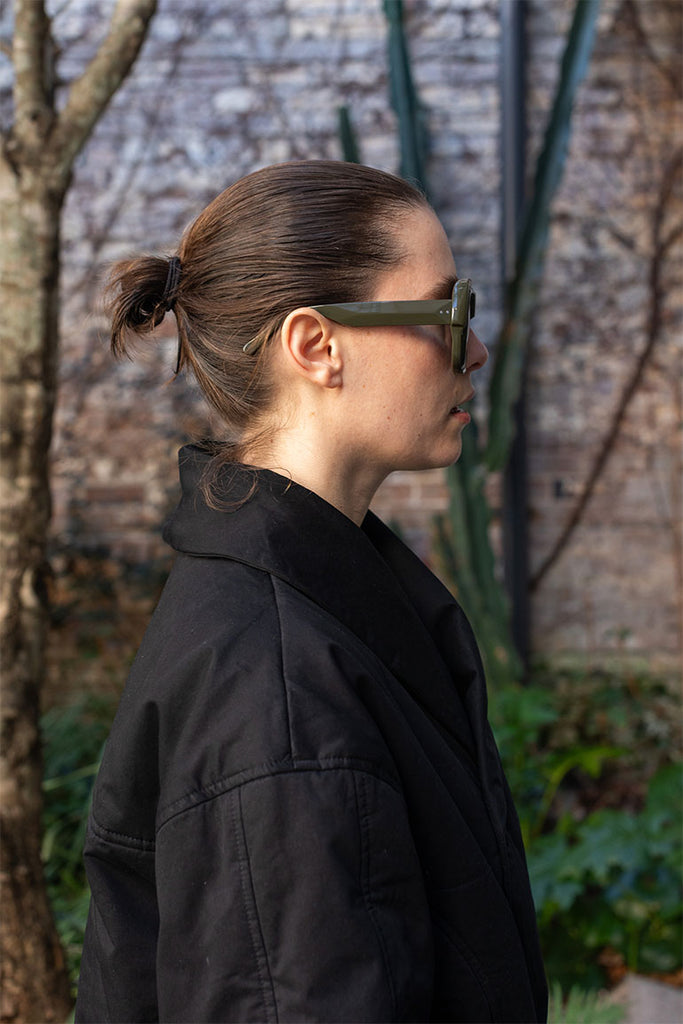 Dries Van Noten Acetate Sunglasses - Khaki/Silver/Green