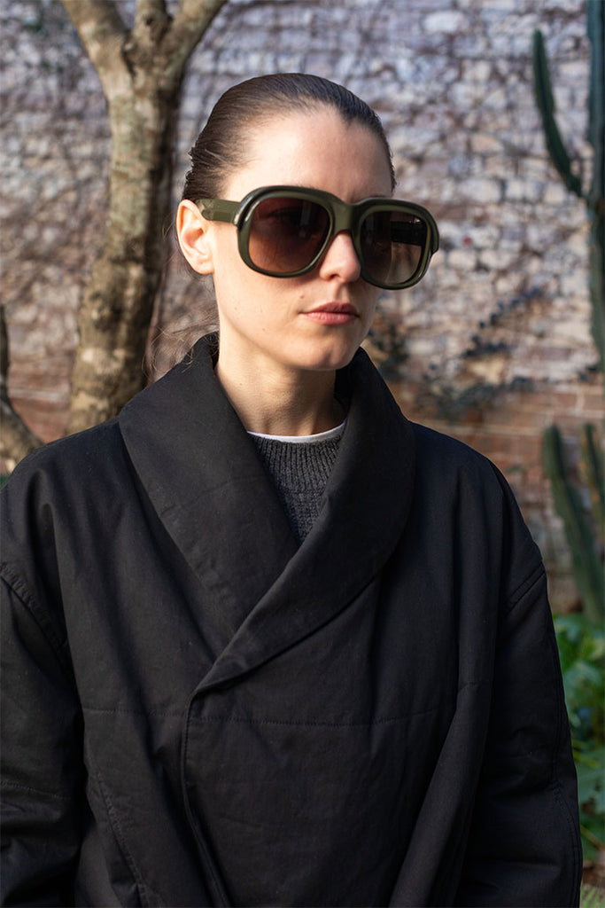 Dries Van Noten Acetate Sunglasses - Khaki/Silver/Green