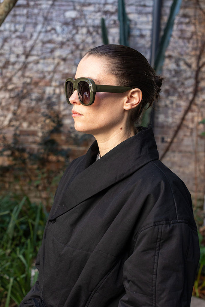 Dries Van Noten Acetate Sunglasses - Khaki/Silver/Green