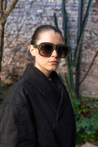 Dries Van Noten Acetate Sunglasses - Khaki/Silver/Green