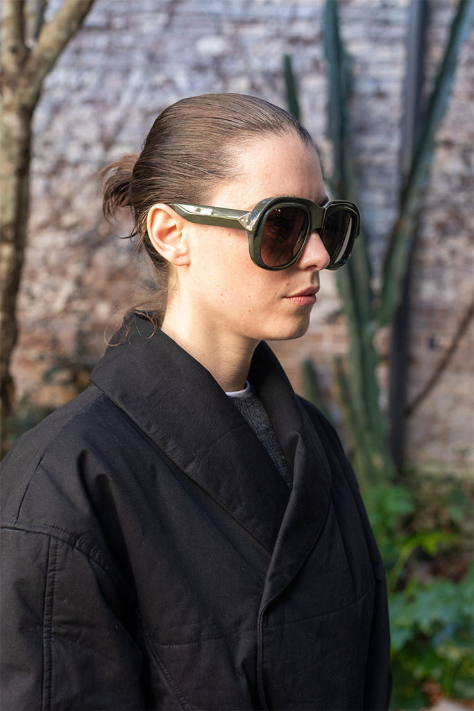 Dries Van Noten Acetate Sunglasses - Khaki/Silver/Green