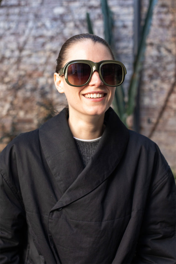 Dries Van Noten Acetate Sunglasses - Khaki/Silver/Green
